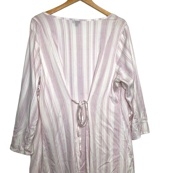 Torrid Women's Challis Striped Tunic Top Faux Button Up Size 3 Tie At Waist - Picture 5 of 12